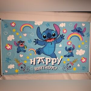 Stitch Happy Birthday Backdrop Banner 5x3Ft.